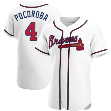 ATLANTA BRAVES home GAME WORN BIFF POCOROBA JERSEY vtg used hank